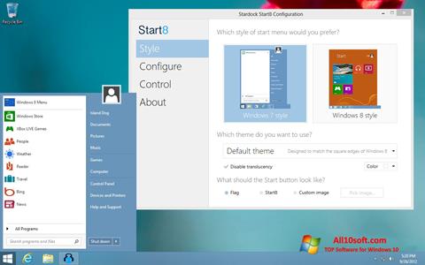 Snimak zaslona Start8 Windows 10