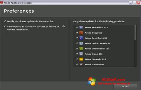 Snimak zaslona Adobe Application Manager Windows 10