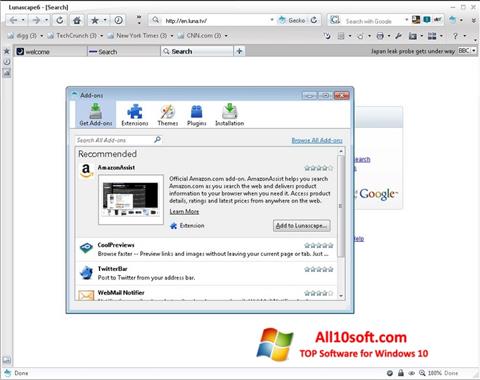 Snimak zaslona Lunascape Windows 10
