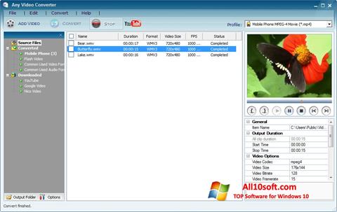 Snimak zaslona Any Video Converter Windows 10