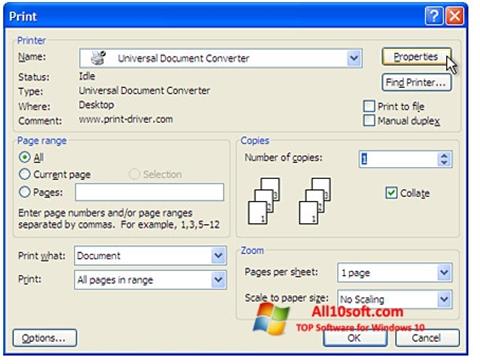 Snimak zaslona Universal Document Converter Windows 10