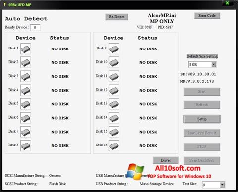 Snimak zaslona AlcorMP Windows 10