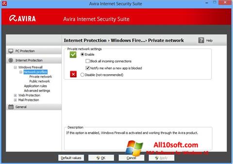 Snimak zaslona Avira Internet Security Windows 10