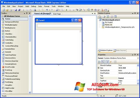 Snimak zaslona Microsoft Visual Basic Windows 10