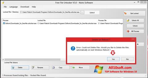 Snimak zaslona Free File Unlocker Windows 10