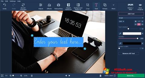 Snimak zaslona Movavi Photo Editor Windows 10