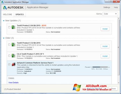 Snimak zaslona Autodesk Application Manager Windows 10