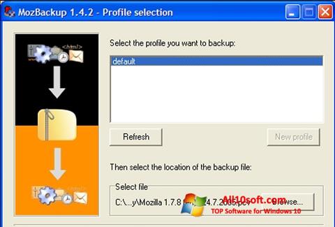 Snimak zaslona MozBackup Windows 10