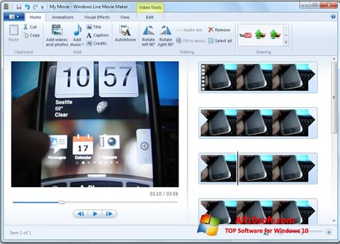 Snimak zaslona Windows Live Movie Maker Windows 10