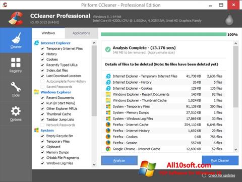 Snimak zaslona CCleaner Windows 10