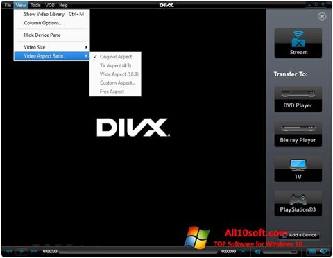 Snimak zaslona DivX Player Windows 10