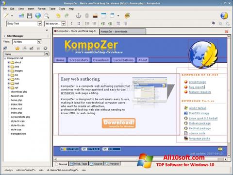 Snimak zaslona KompoZer Windows 10