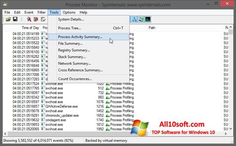 Snimak zaslona Process Monitor Windows 10