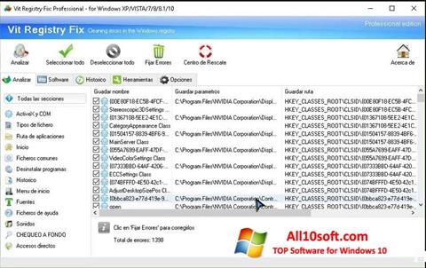 Snimak zaslona Vit Registry Fix Windows 10