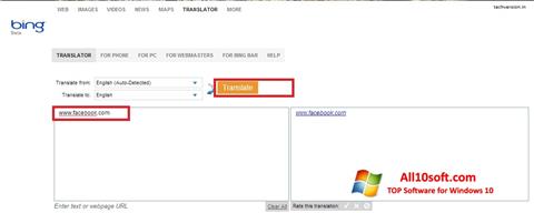 Snimak zaslona Bing Translator Windows 10