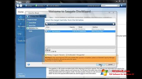 Snimak zaslona Seagate DiscWizard Windows 10