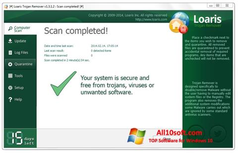 Snimak zaslona Trojan Remover Windows 10