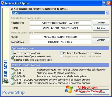 Snimak zaslona PowerStrip Windows 10