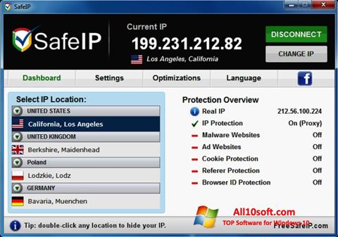 Snimak zaslona SafeIP Windows 10
