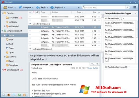 Snimak zaslona FoxMail Windows 10