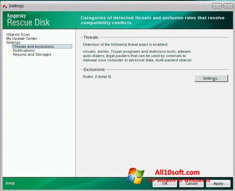 Snimak zaslona Kaspersky Rescue Disk Windows 10