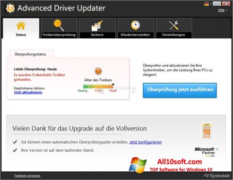 Snimak zaslona Advanced Driver Updater Windows 10