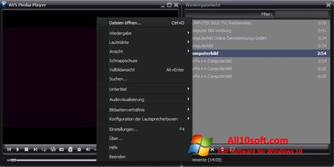 Snimak zaslona AVS Media Player Windows 10