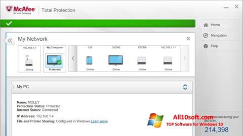 Snimak zaslona McAfee Total Protection Windows 10