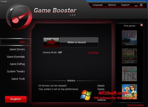 Snimak zaslona Game Booster Windows 10