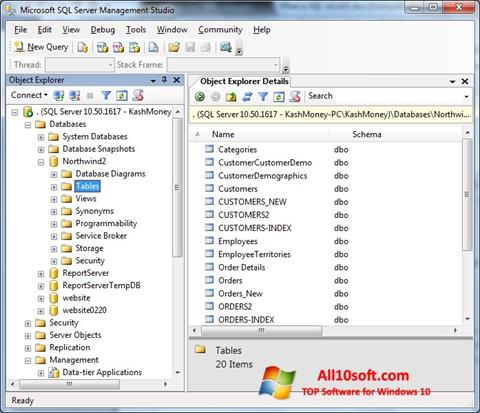 Snimak zaslona Microsoft SQL Server Windows 10