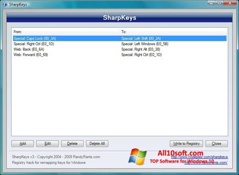 Snimak zaslona SharpKeys Windows 10