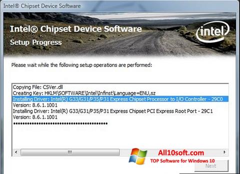 Snimak zaslona Intel Chipset Device Software Windows 10