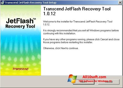 Snimak zaslona JetFlash Recovery Tool Windows 10